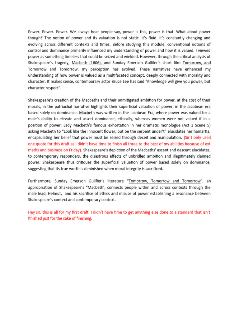 English Speech Transcript | PDF | Macbeth | William Shakespeare