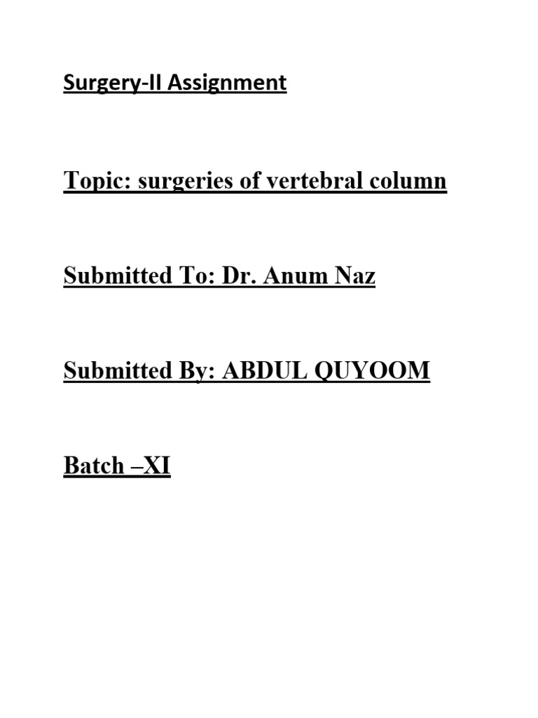 Quyoom Assignment Madam Anum | PDF | Vertebral Column | Clinical Medicine