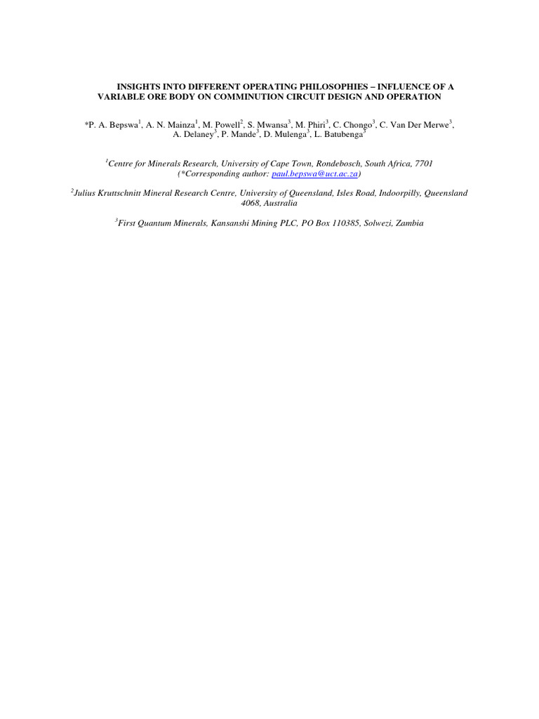 Insights Into Different Operating Philosophies Influence Of A