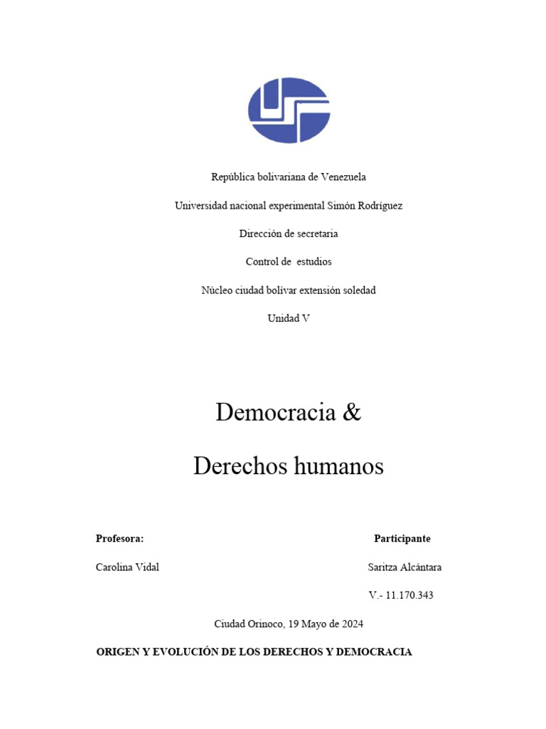 Origen y Evolución de la Democracia y Derechos Humanos | PDF ...