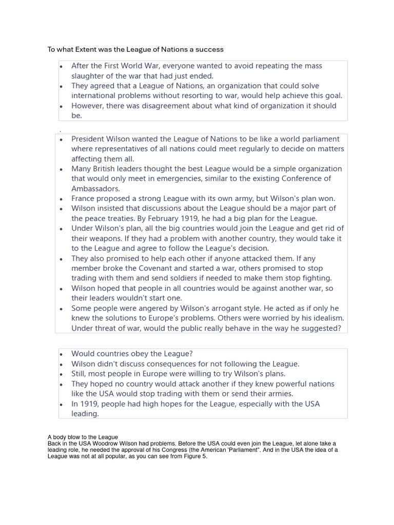 Success of the League of Nations Explained | PDF | League Of Nations ...
