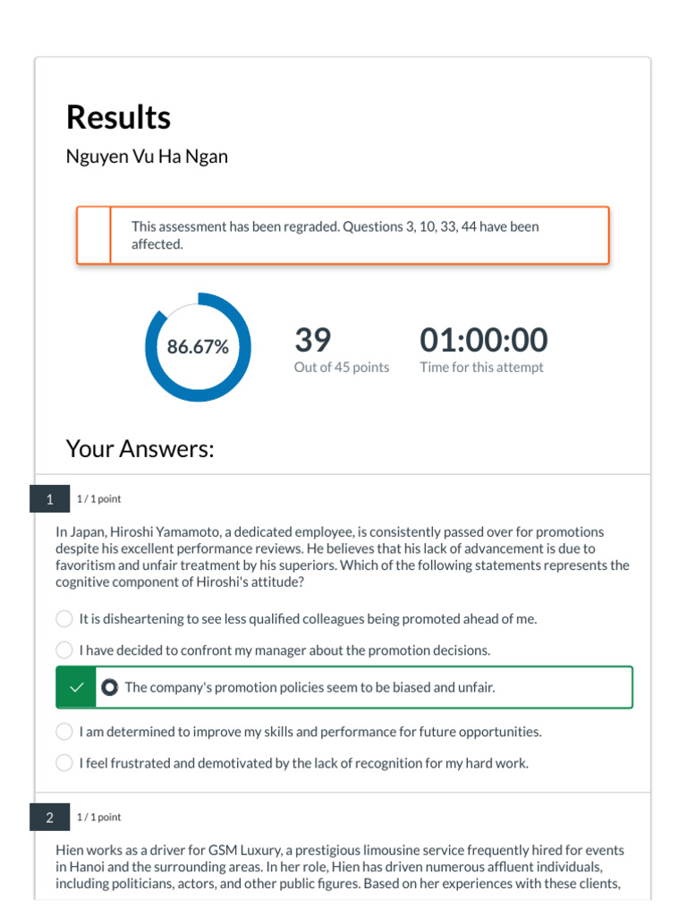Assessment Results and Regrades Summary | PDF | Incentive | Motivational