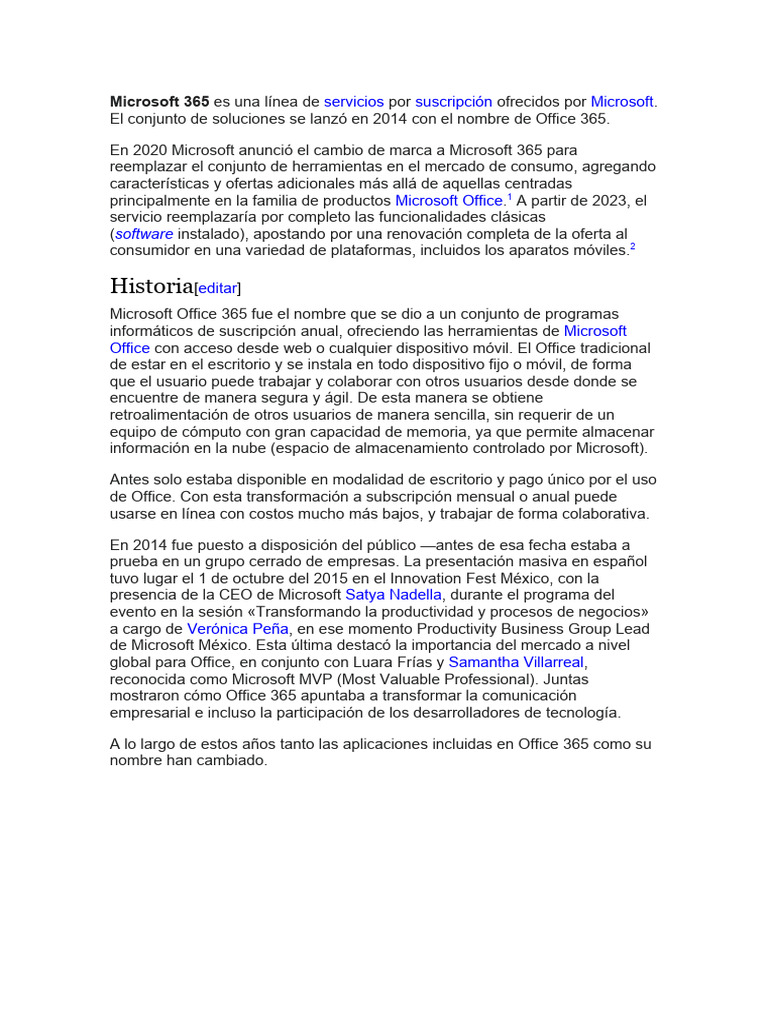Evolución de Microsoft 365 y Office 365 | PDF | Informática