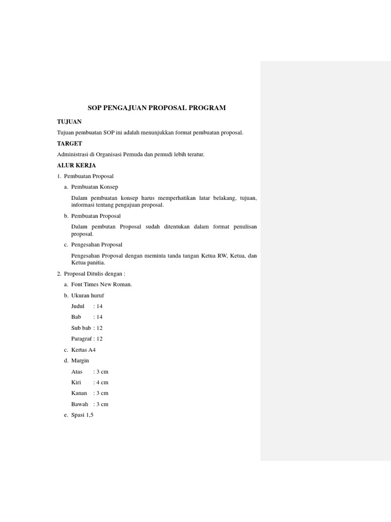 SOP Pengajuan Proposal Program Pemuda | PDF