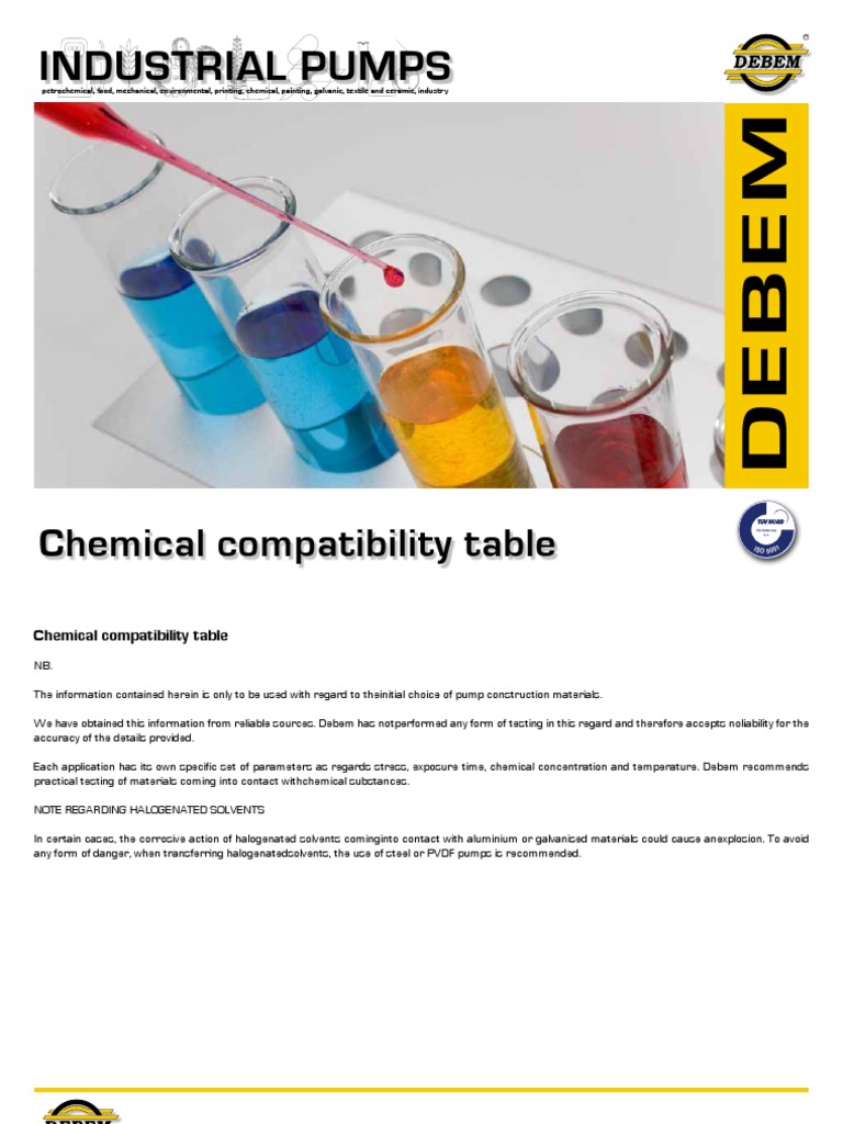Chemical Compatibility Table Debem Polyethylene Thermoplastic