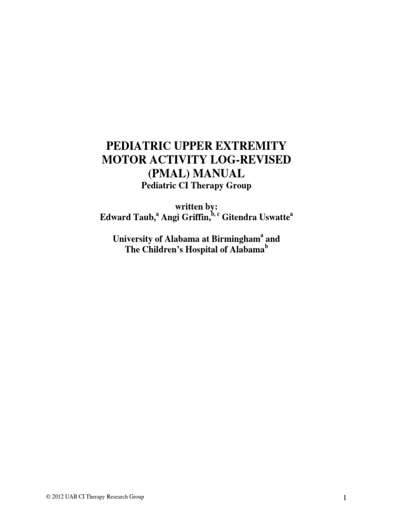 Pediatric Upper Extremity Motor Activity Log | PDF | Caregiver ...