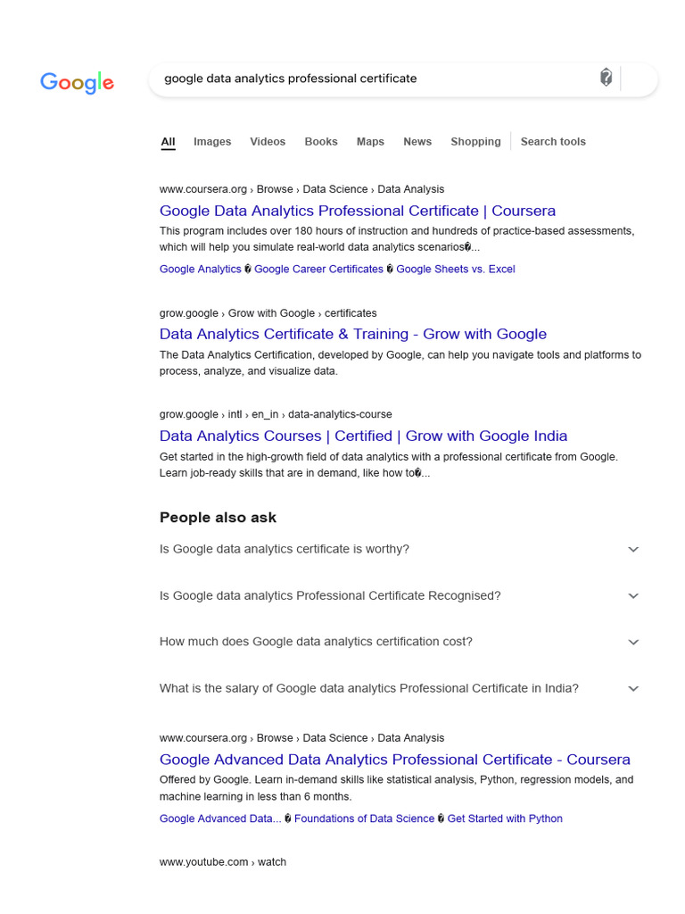 Google Data Analytics Certificate Overview | PDF | Analytics | Data ...