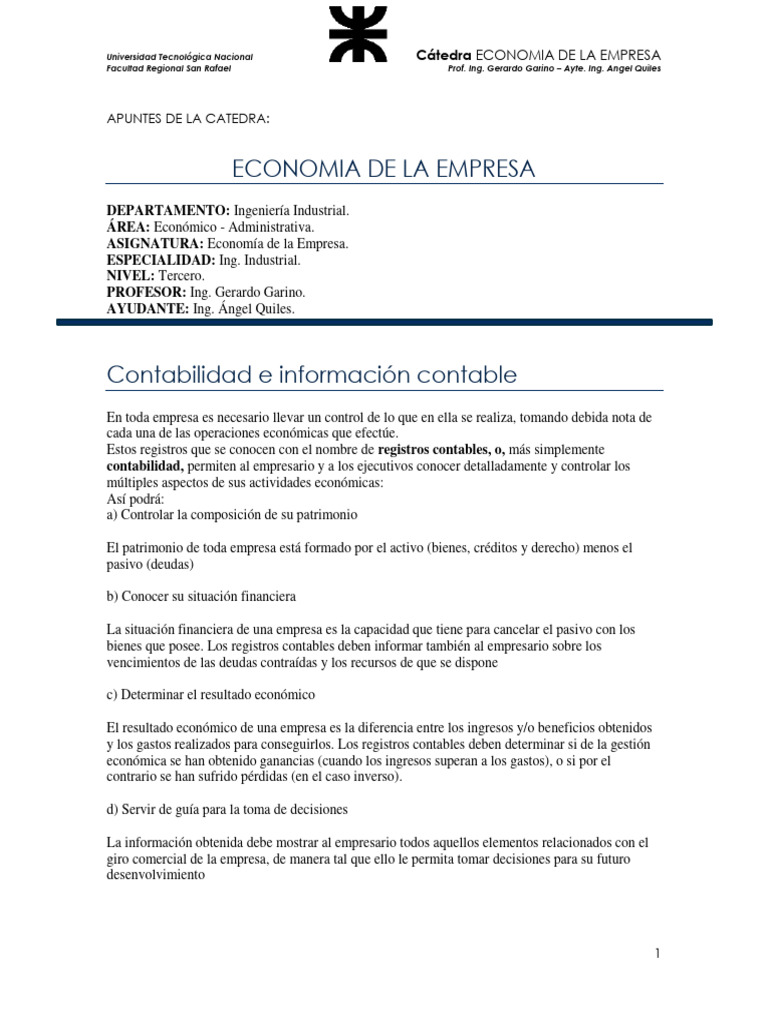 Unidad 1 Contabilidad Apuntes De Los Docentes Pdf Contabilidad