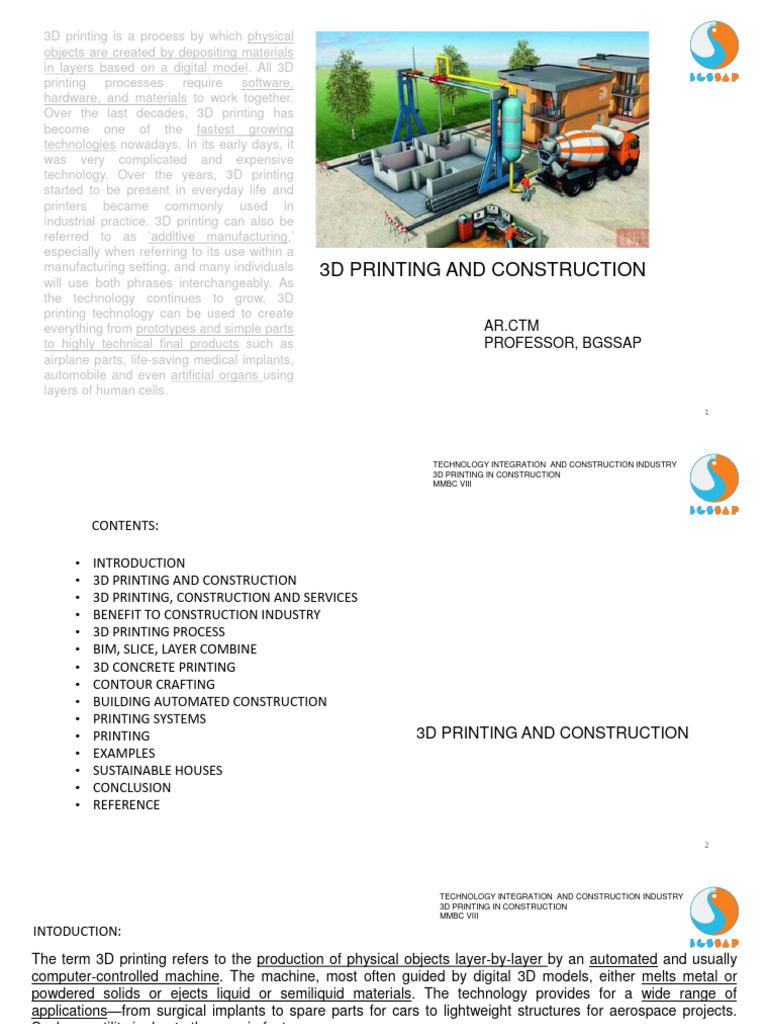 3D Printing Innovations in Construction | PDF | 3 D Printing | Building ...