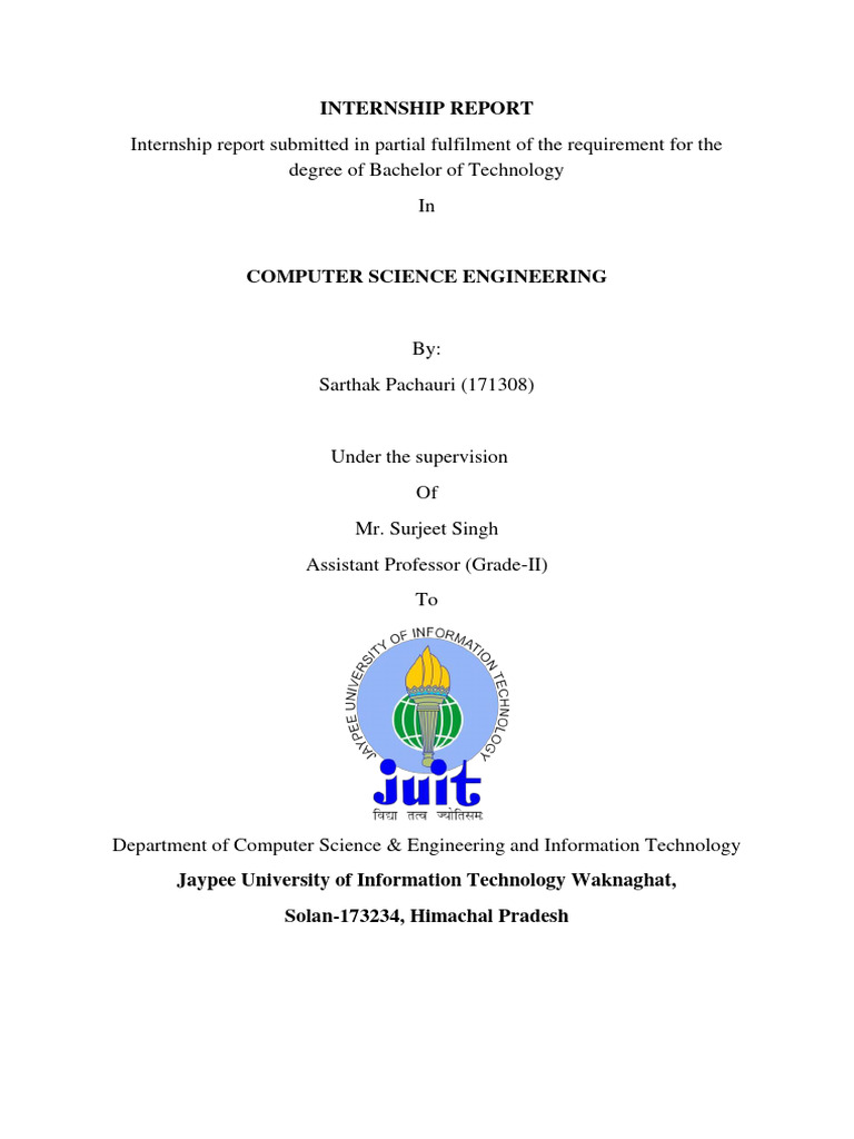 Internship Report by Sarthak Pachauri | PDF | Class (Computer ...