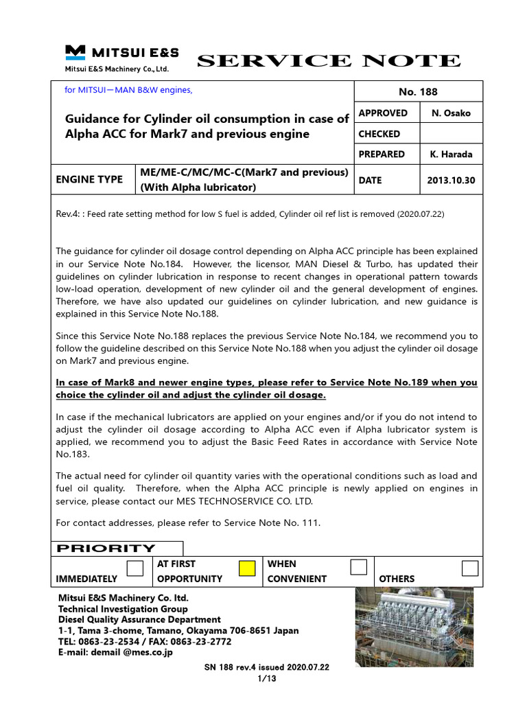SN188 Guidance For Cylinder Oil Consumption in Case of Alpha ACC For ...