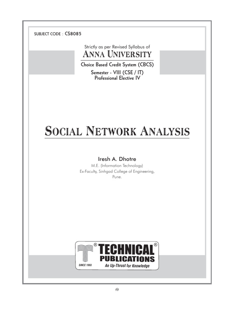 CS8085 - Social Network Analysis (Ripped From Amazon Kindle Ebooks by ...