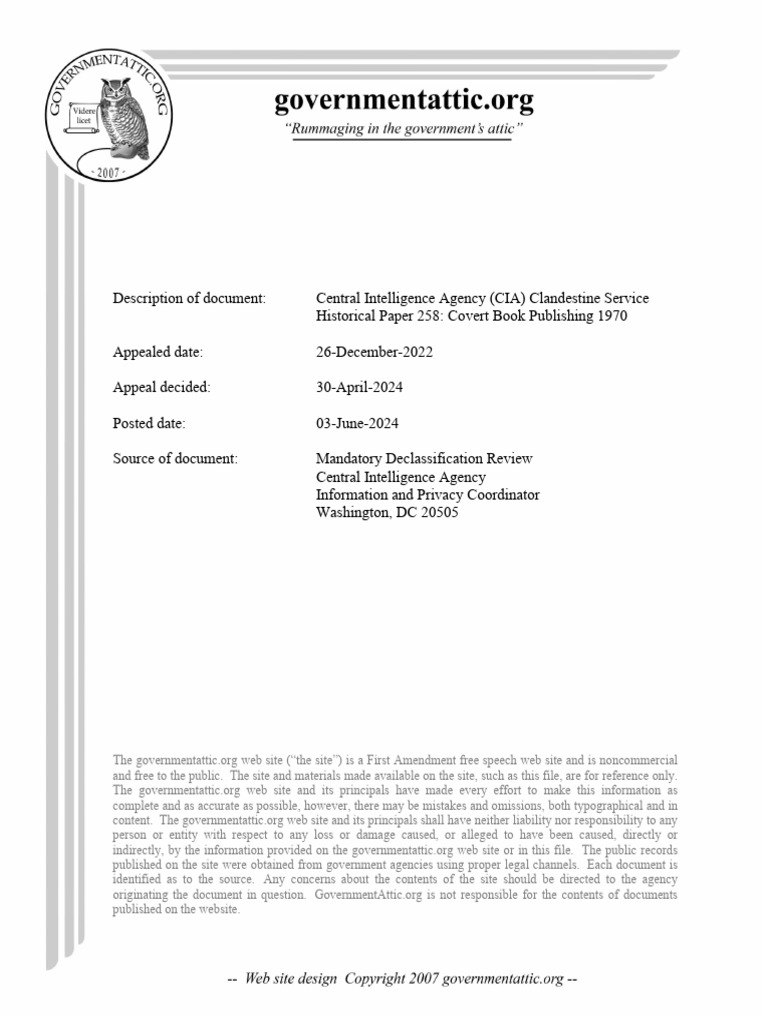 CIAcovert Book Publishing 1970 | PDF | Federal Government Of The United ...