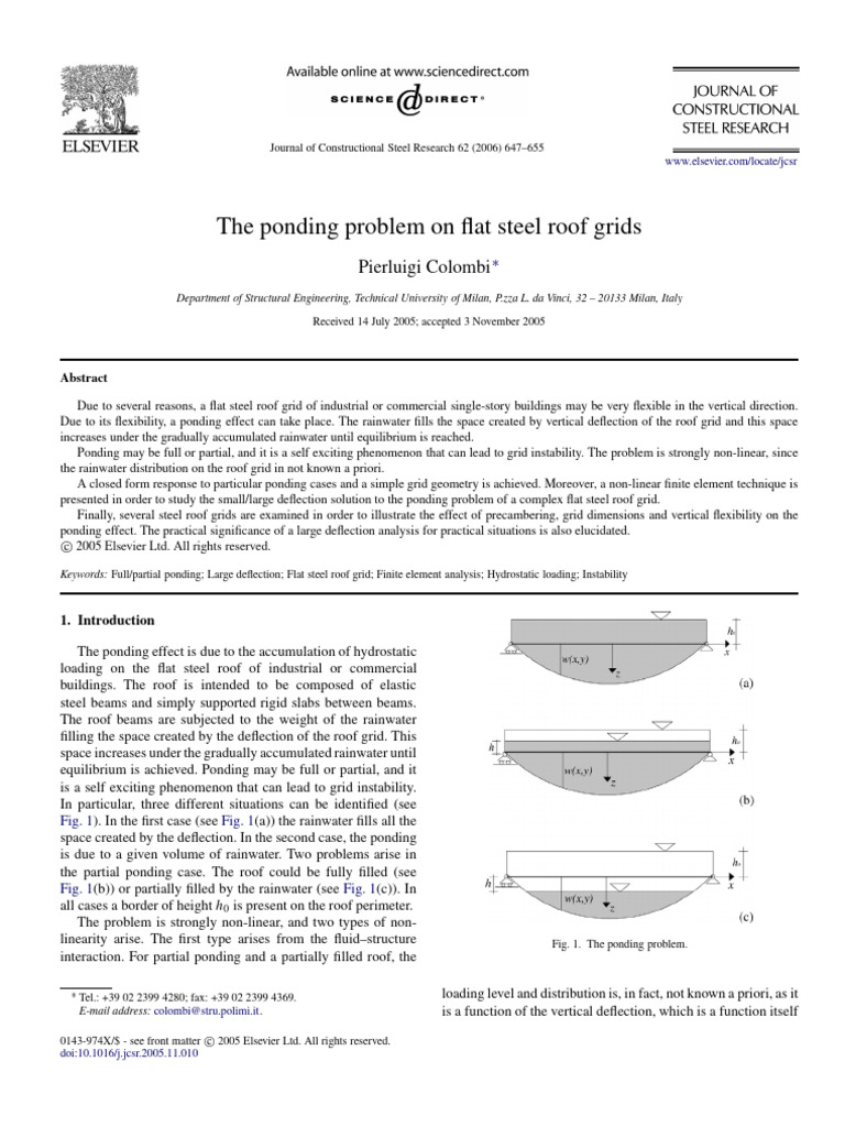 Ponding Effects on Flat Steel Roof Grids | PDF | Beam (Structure) | Force