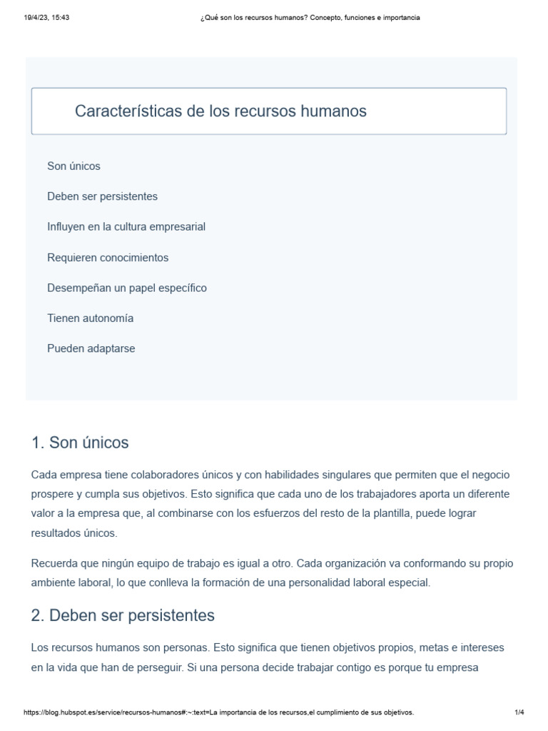 ¿Qué Son Los Recursos Humanos_ Concepto, Funciones e Importancia | PDF