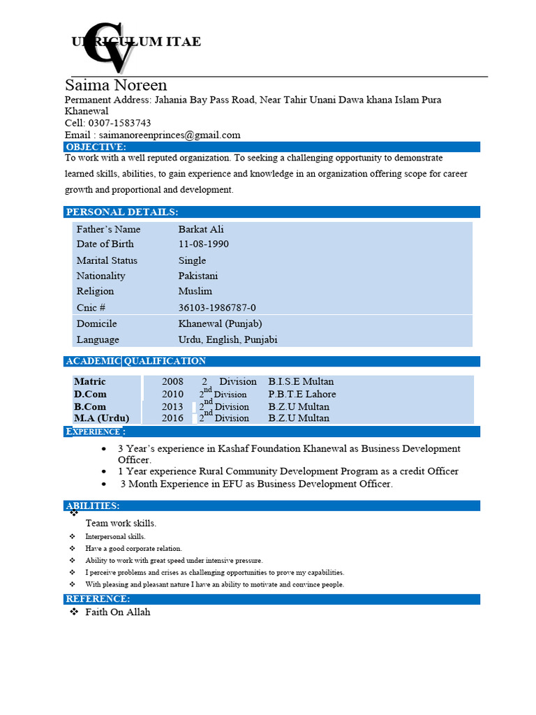 cv Noreen (1) | PDF