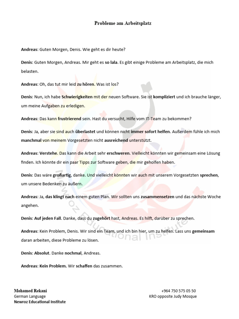 Dialog Probleme Am Arbeitsplatz | PDF