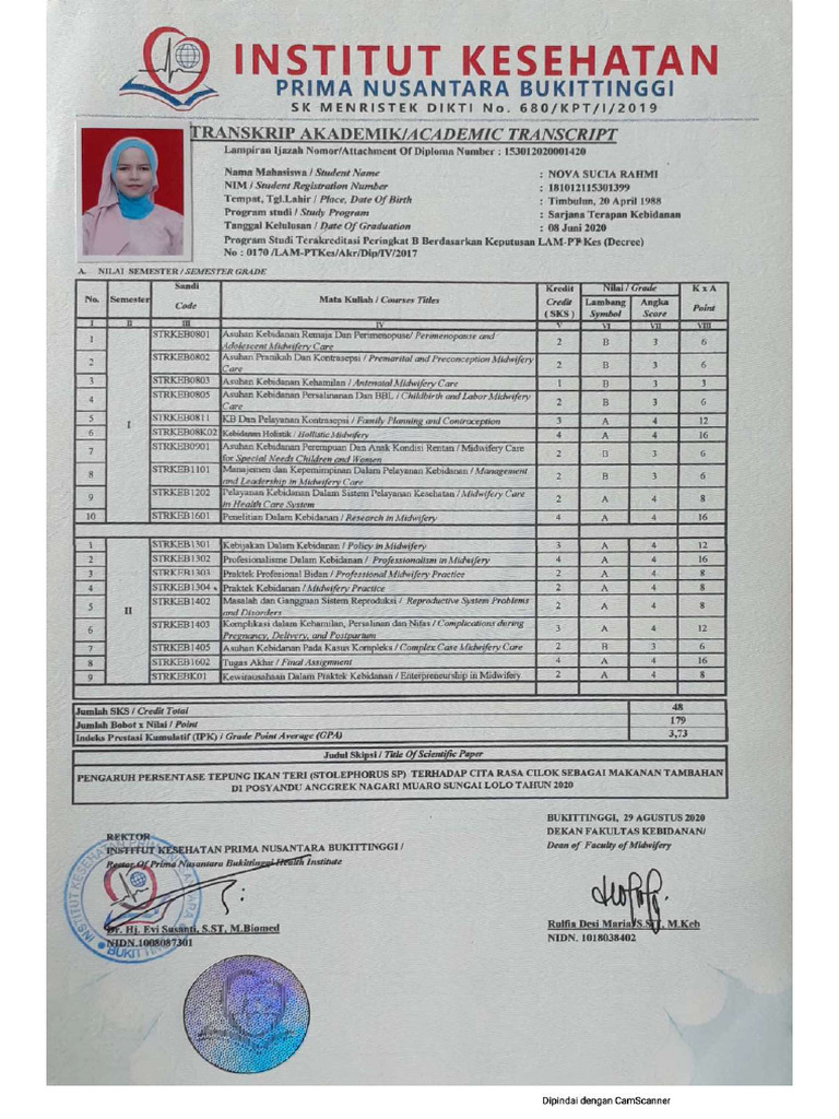 Transkrip Akademik S1 Nova Compressed Pdf