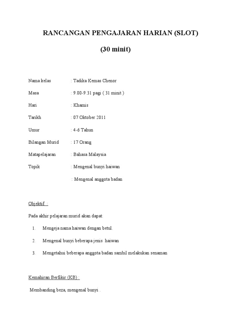 Rancangan Pengajaran Harian