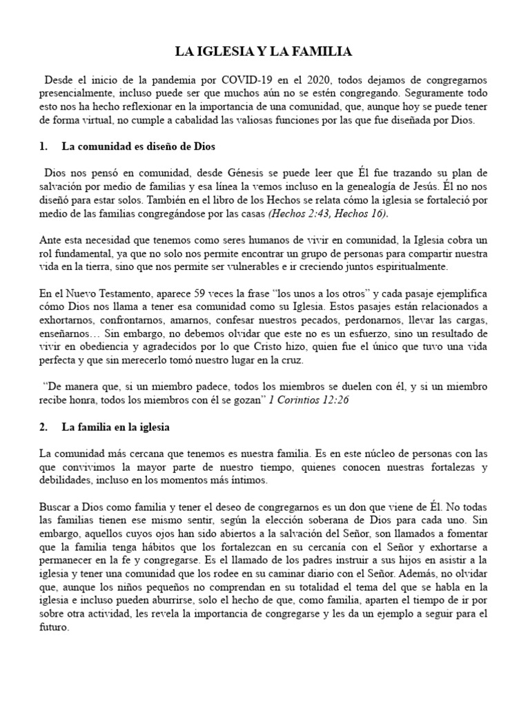 La Iglesia y la Familia en Comunidad | PDF | Cristo (título) | Salvación