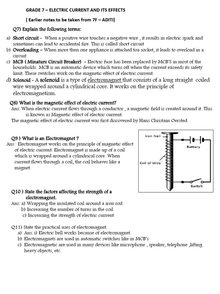 Grade 7 Electric Current Concepts | PDF | Electric Current | Inductor