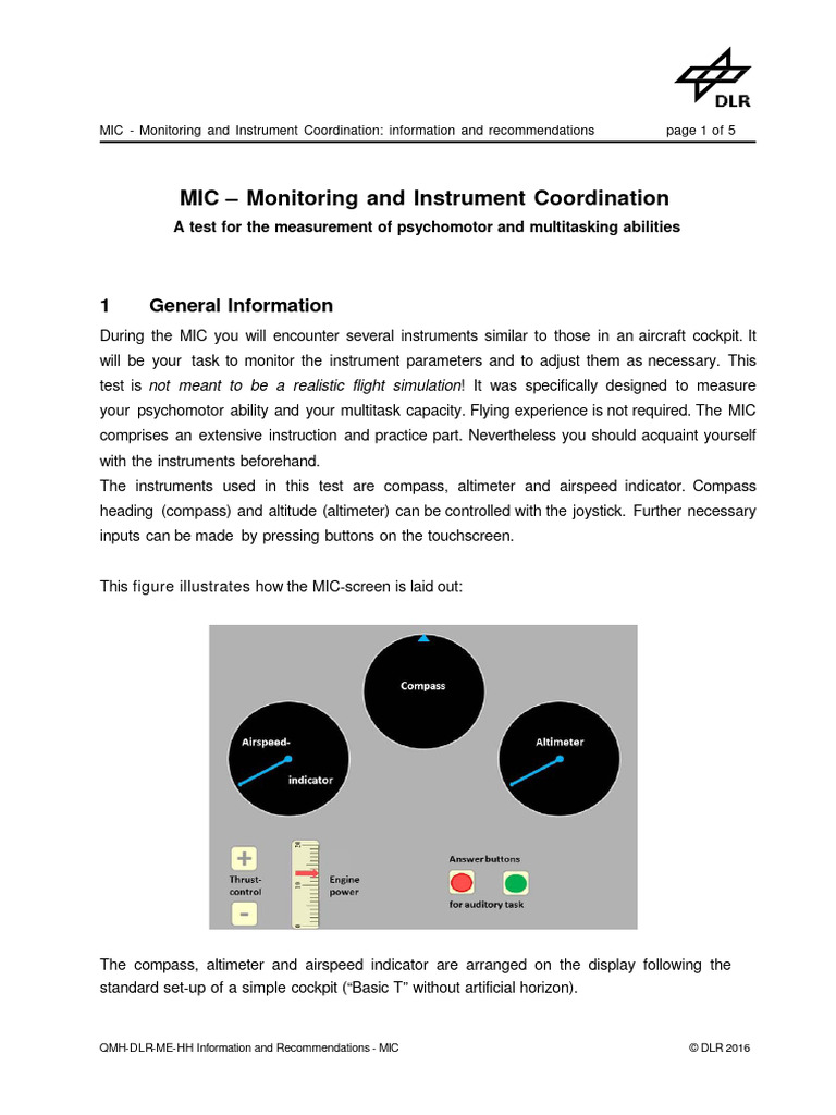 DLR MIC Test: Overview and Guidelines | PDF | Aerospace | Aviation