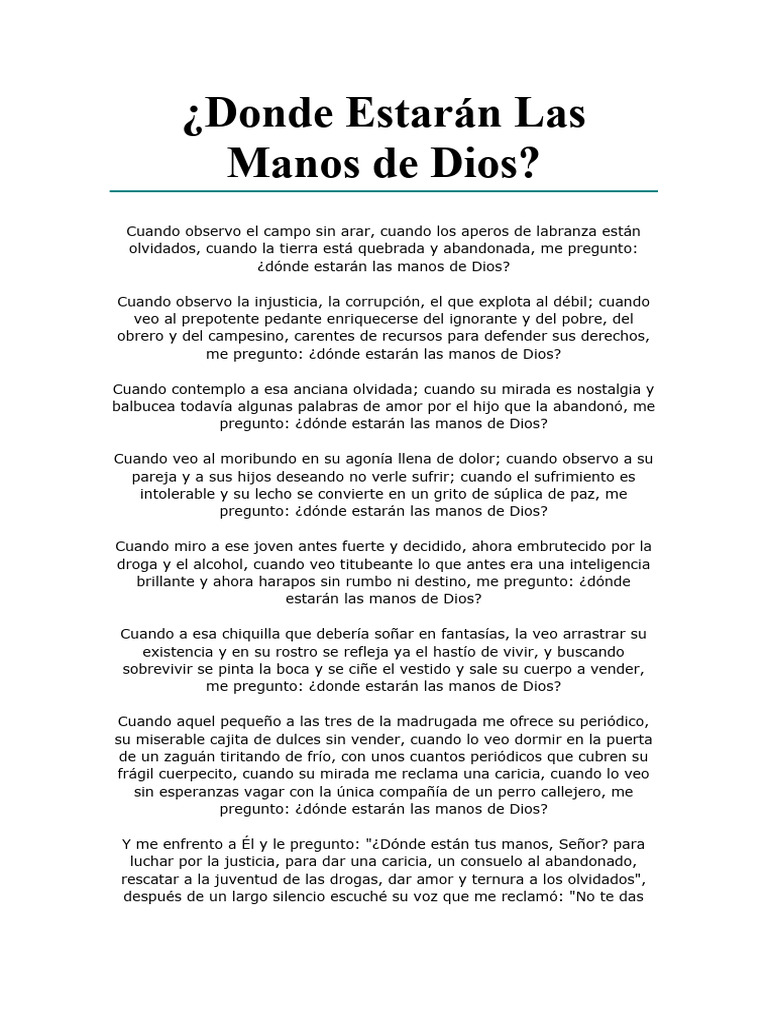 Las Manos de Dios en la Justicia Social | PDF | Amor