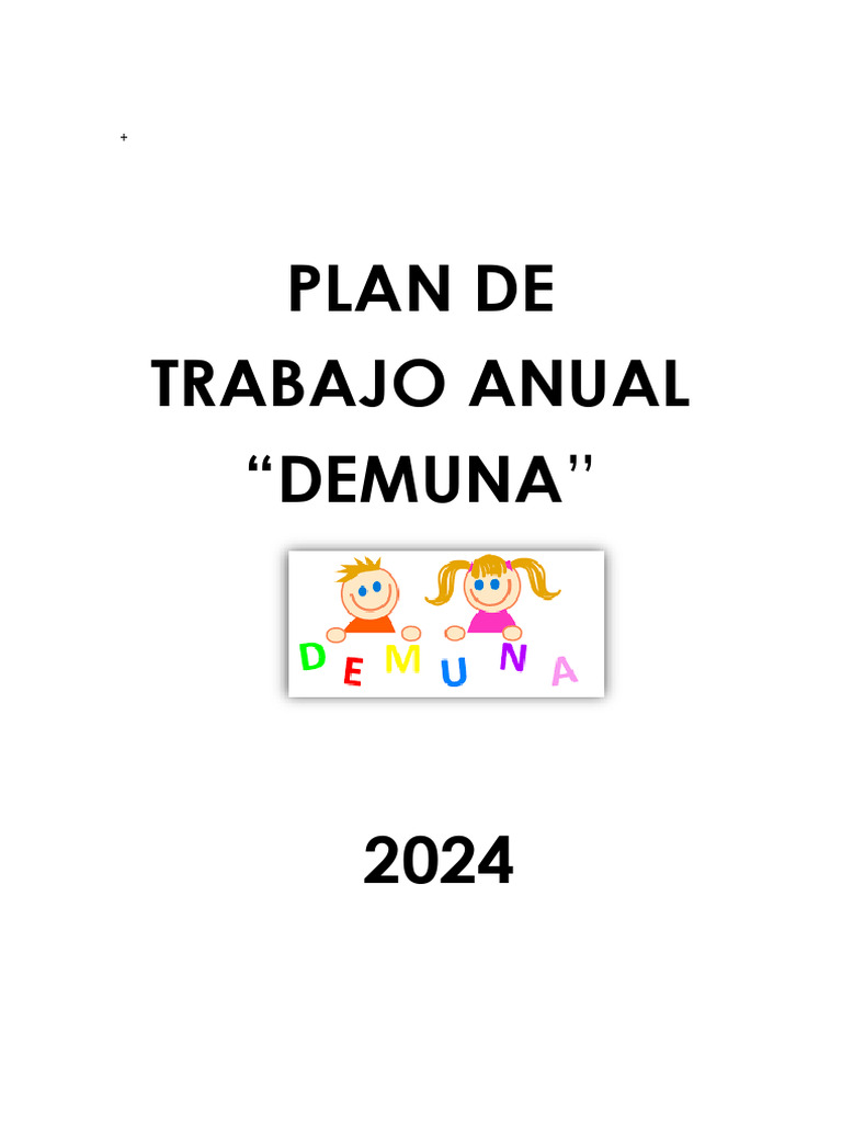 Plan Anual DEMUNA 2024: Protección Infantil | PDF | Derechos de los ...