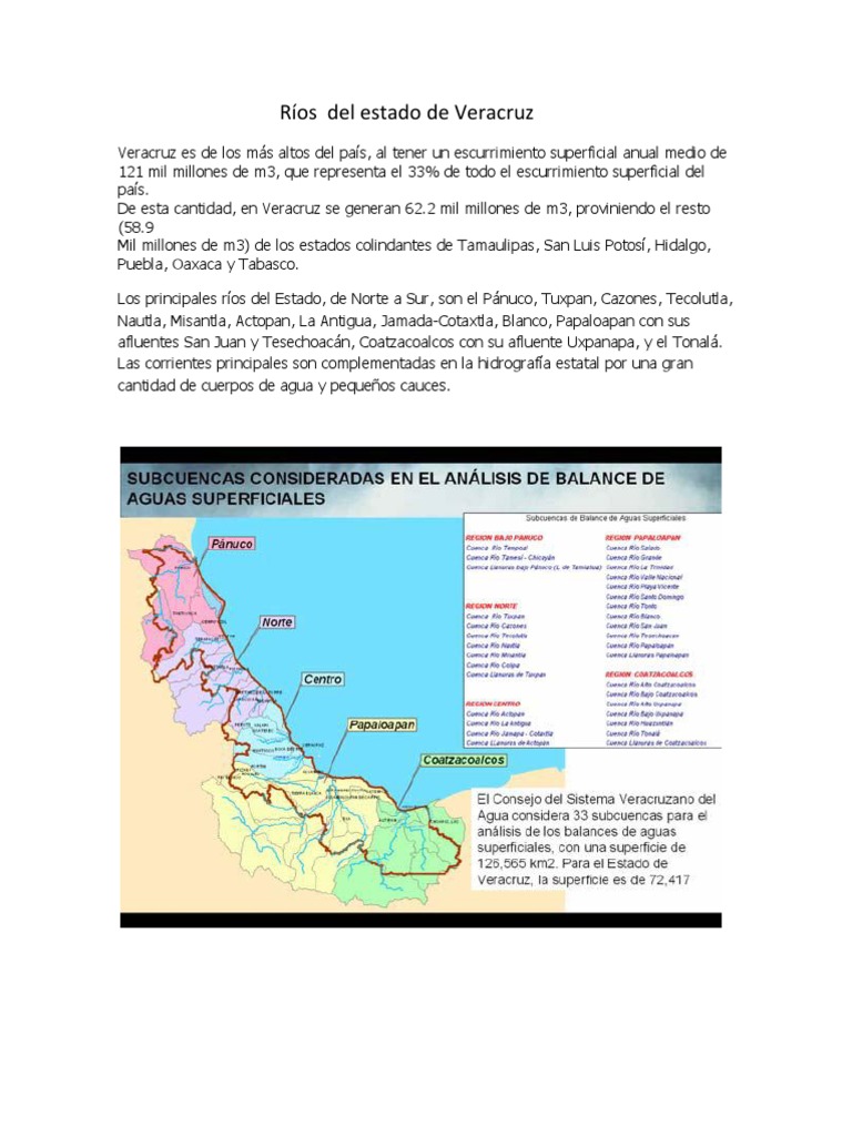 Ríos Principales del Estado de Veracruz | PDF | Ciclones tropicales ...