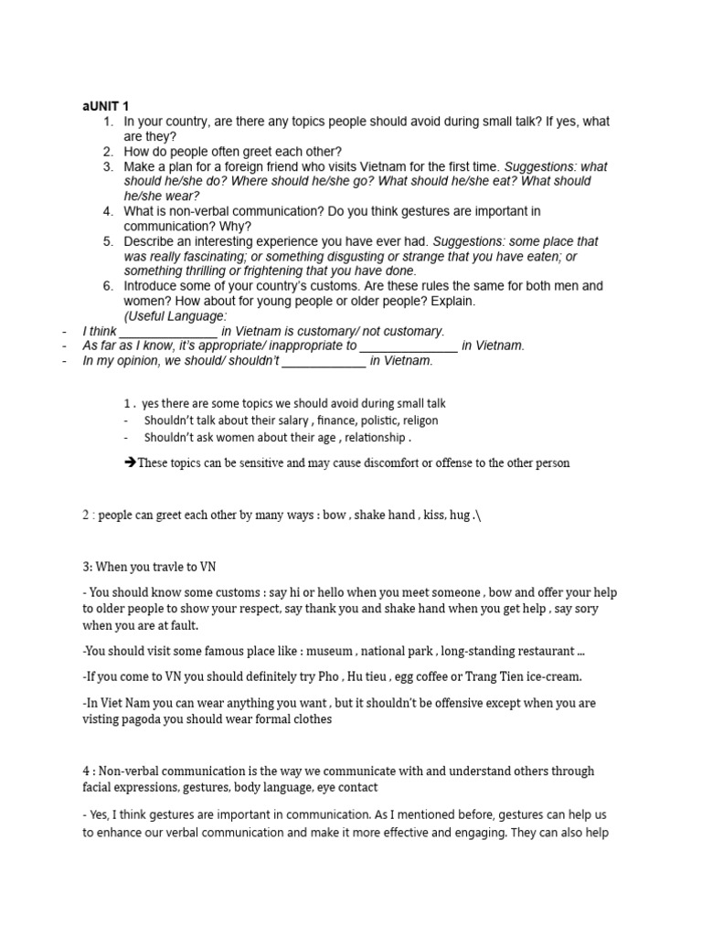 aUNIT 1 | PDF | Communication | Gesture