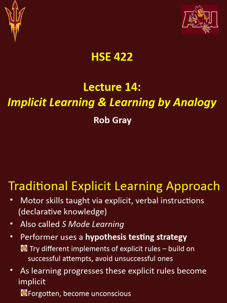 Lecture 14 - Implicit Learning & Learning by Analogy | PDF | Learning ...
