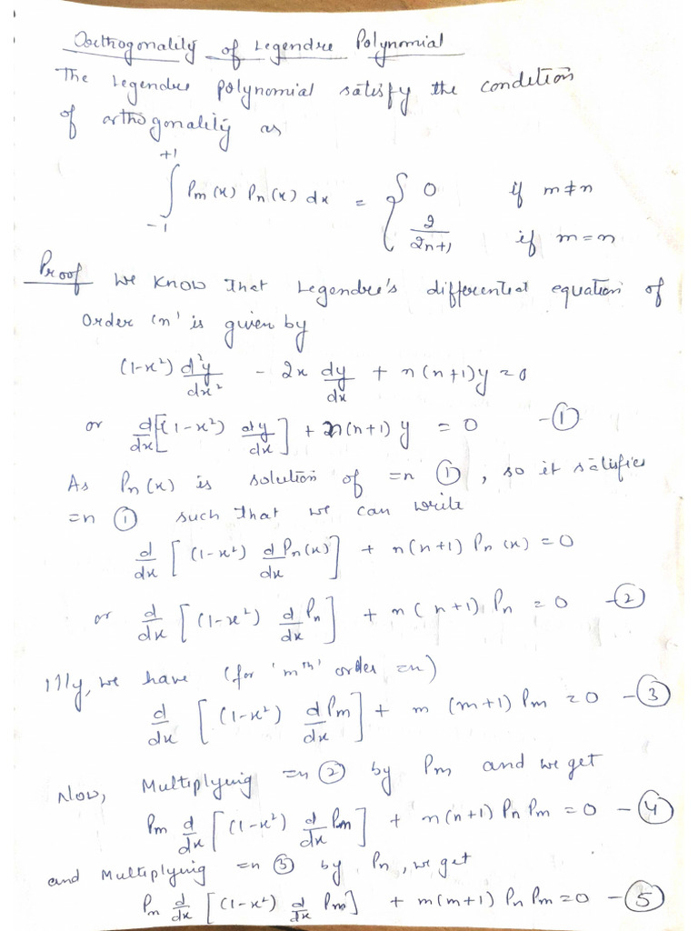 Orthogonality of Legendre Polynomial | PDF