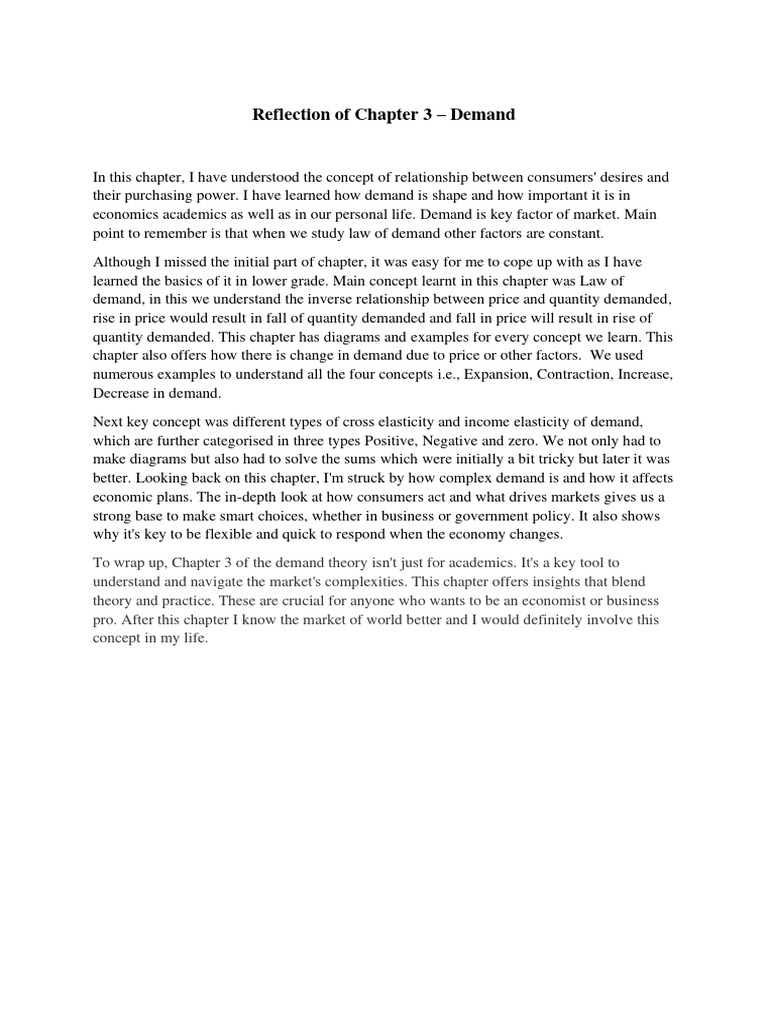 Reflection Chapter 3 Demand Pdf Finance Money Management