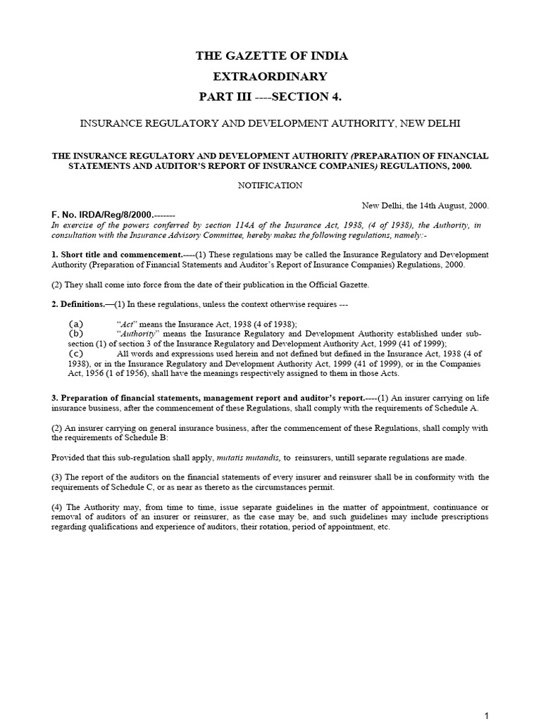 Insurance Financial Statements Regulations | PDF | Insurance | Dividend