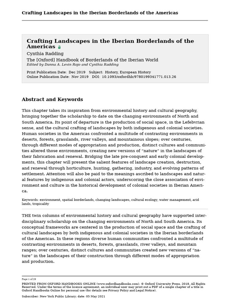 Cynthia Radding - Crafting Landscapes in The Iberian Borderlands | PDF ...