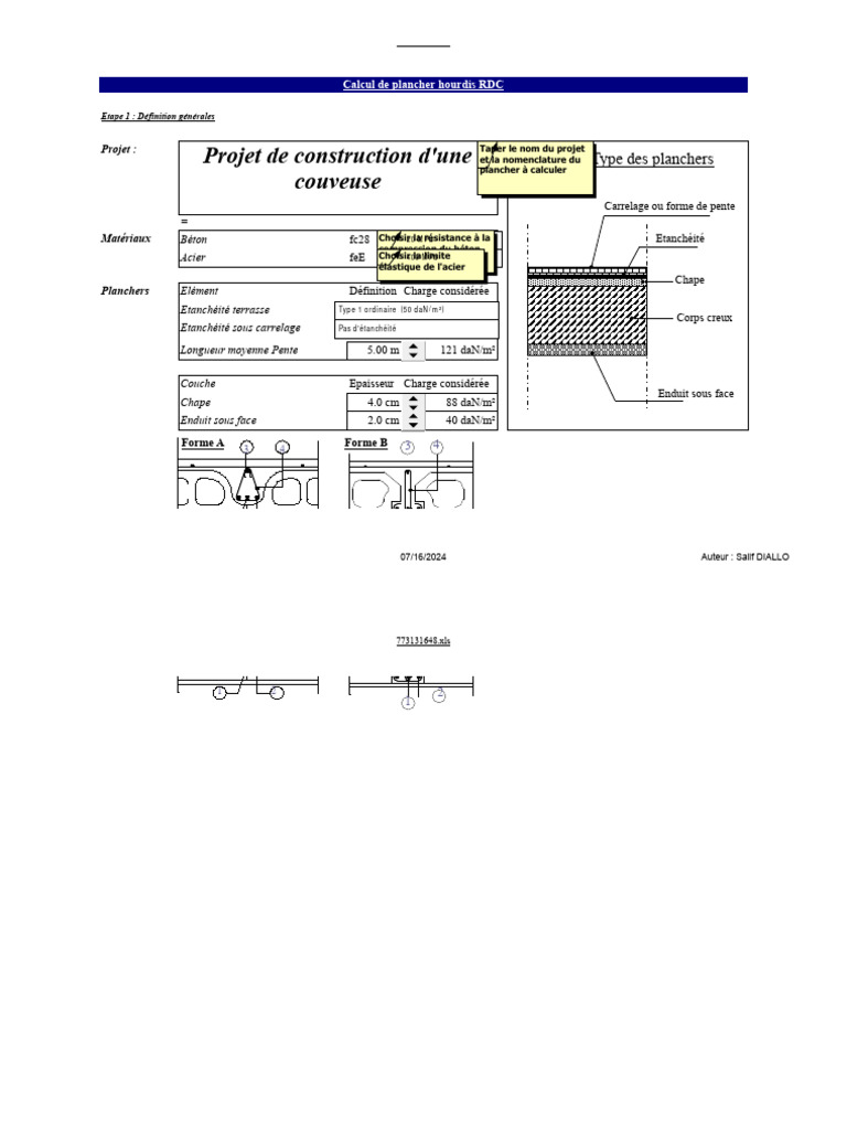 Calcul de Plancher Hourdis Terrasse PDF Béton Matériau composite — free download