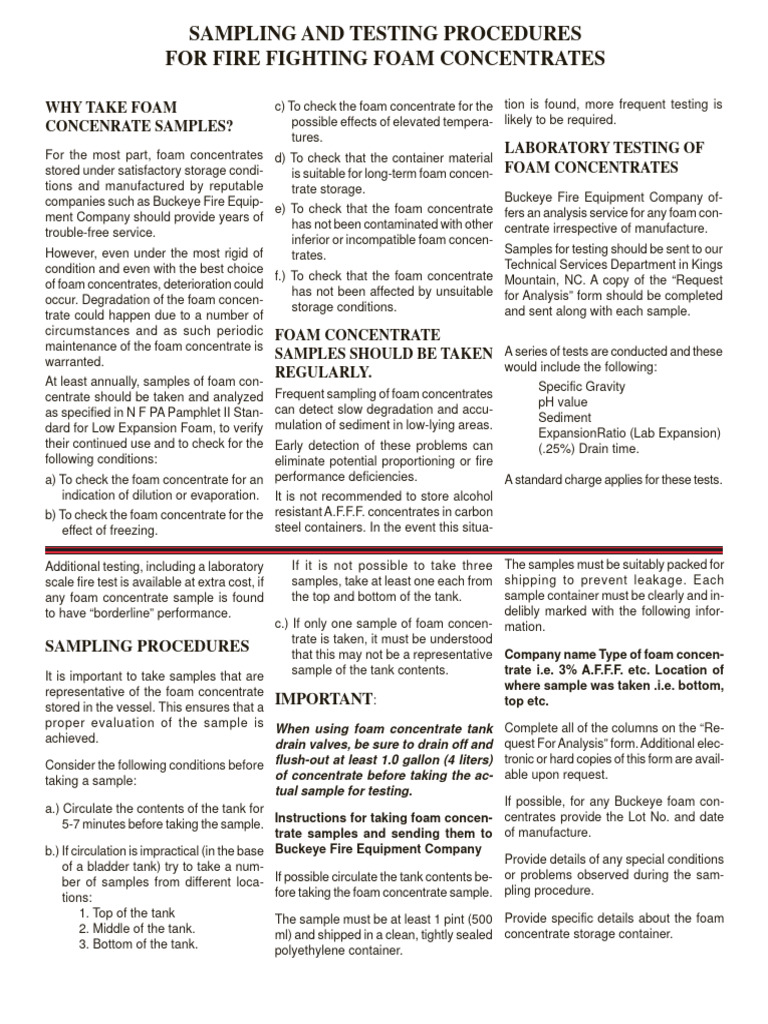 Foam Concentrate Sampling Procedures | PDF | Foam