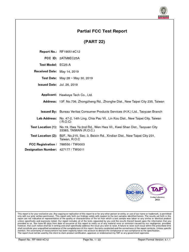 EC25-A Partial FCC Test Report | PDF | Antenna (Radio) | Telecommunications