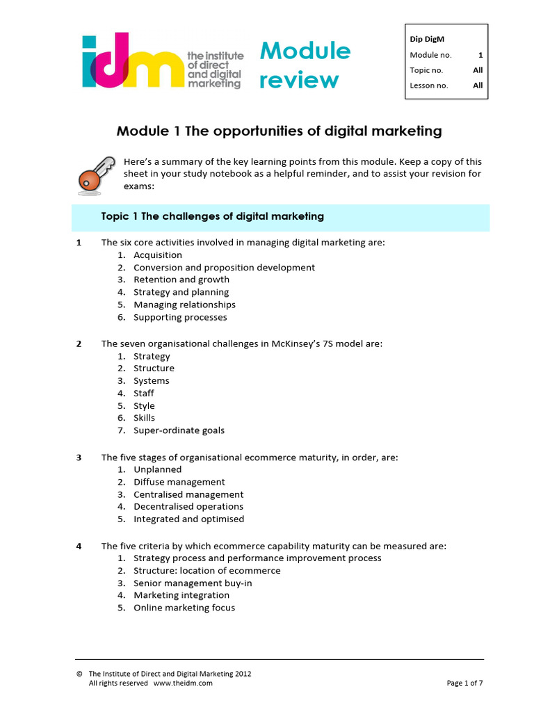 Digital Marketing Module Overview | PDF | Marketing | Digital Marketing