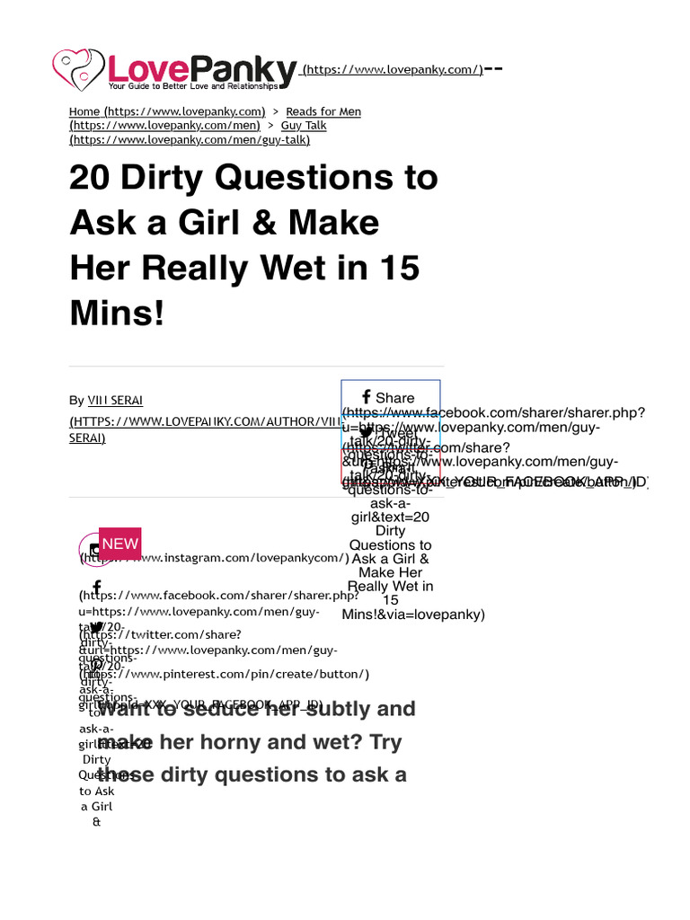 20 Dirty Questions to Turn Her On | PDF | Human Sexuality | Intimate ...