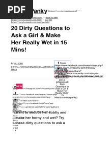 20 Dirty Questions To Ask A Girl & Make Her Really Wet in 15 Mins!