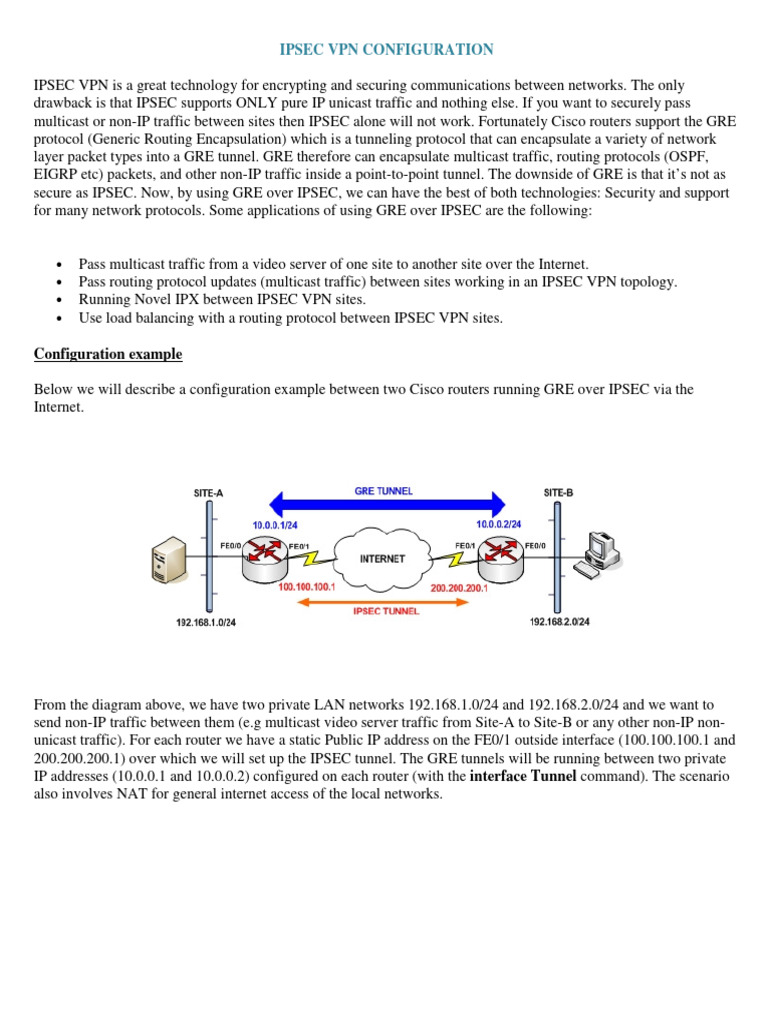 IPSEC VPN with GRE Configuration Guide | PDF | Virtual Private Network ...
