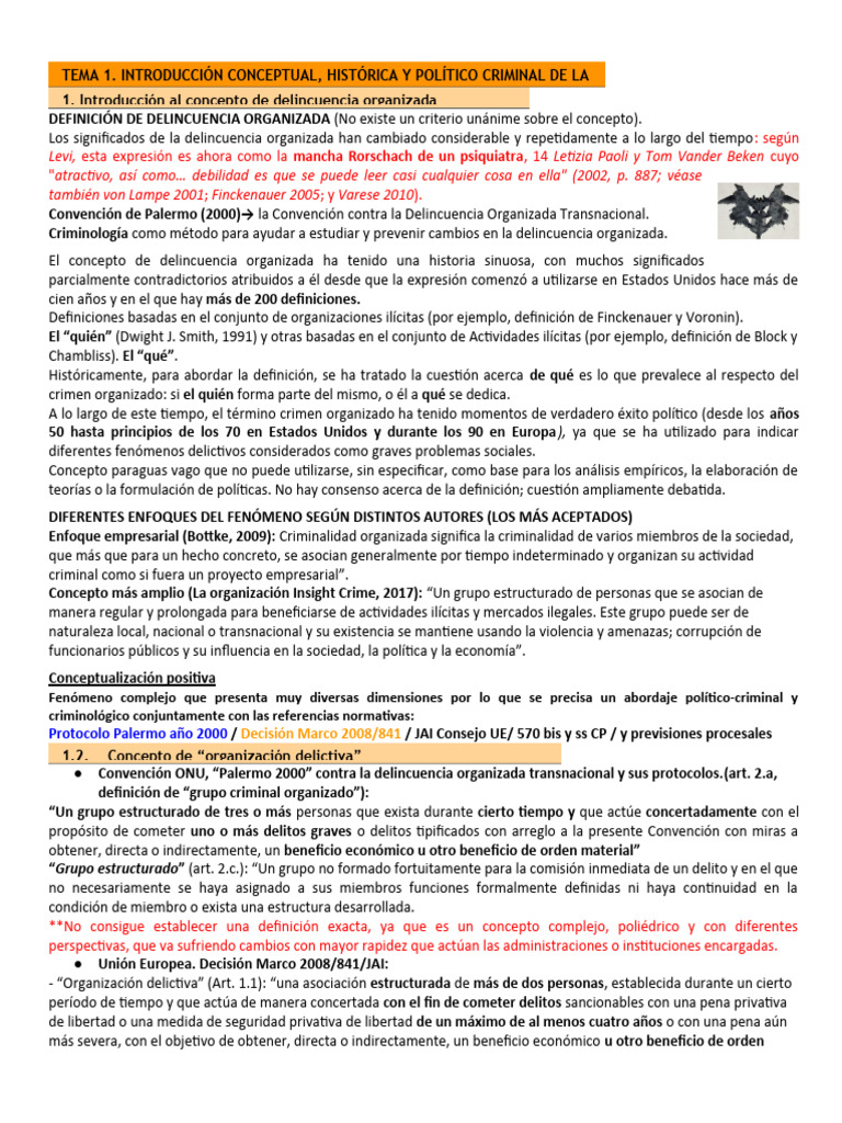 Definición y Enfoques de Delincuencia Organizada | PDF | Mafia | Crimen ...