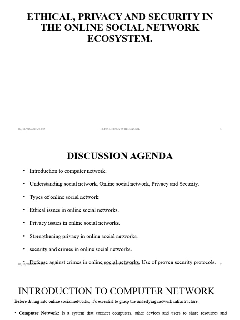 Ethical, Privacy and Security in The Online Social Network 1 | PDF ...