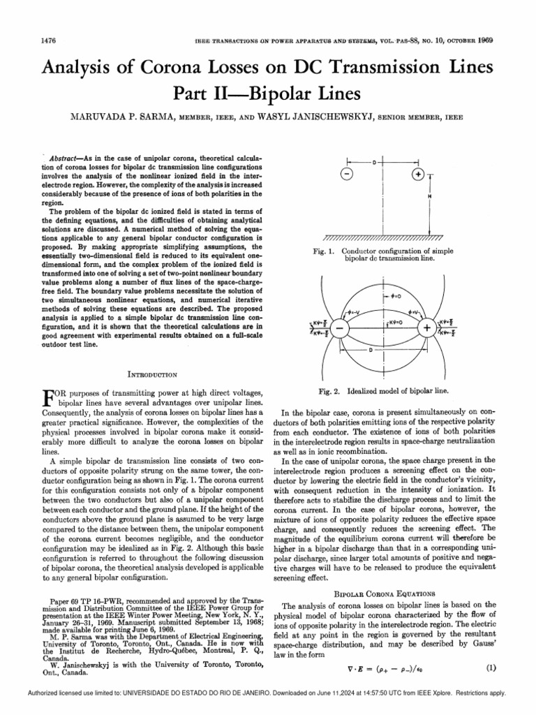 Analysis of Corona Losses on DC Transmission Lines Part II - Bipolar ...