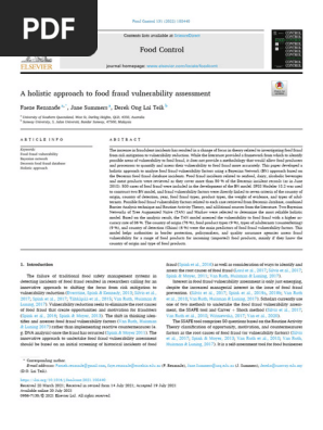 A Holistic Approach to Food Fraud Vulnerability Assessment 2022