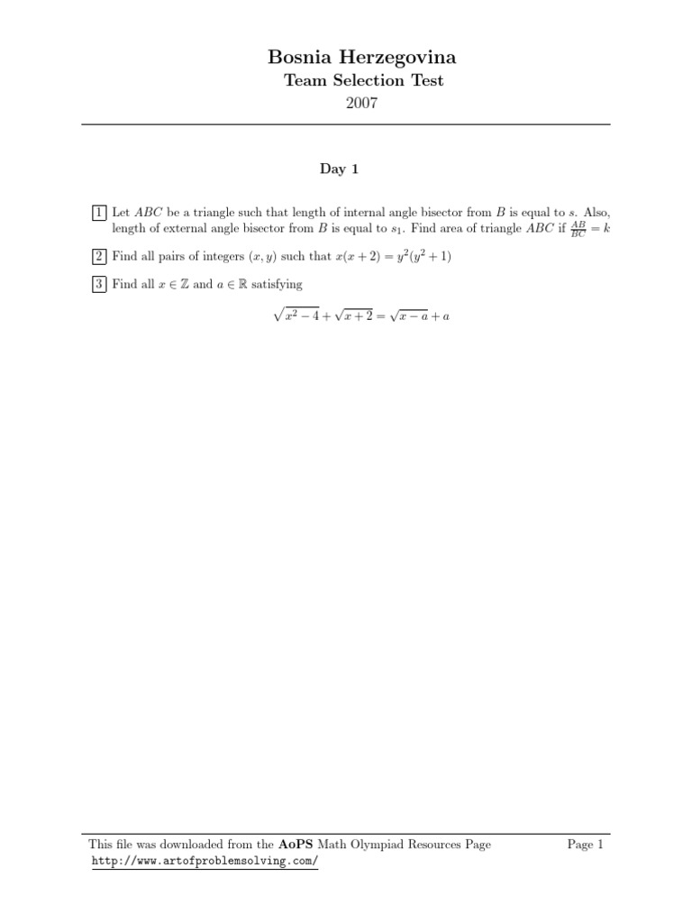 Bosnia Herzegovina Team Selection Test 2007 147 | PDF