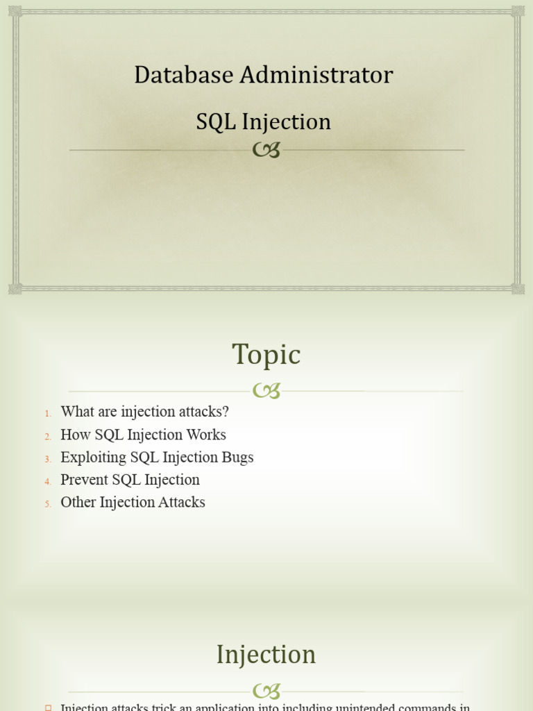 SQL Injection Guide for DB Admins | PDF | Computer Programming | Data ...