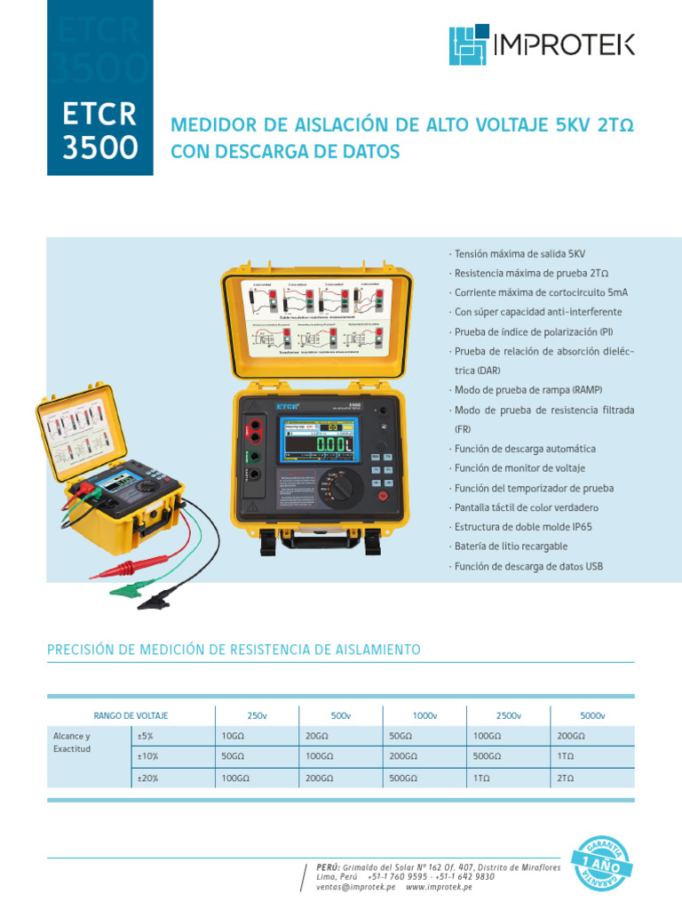 Medidor de Aislación ETCR 3500 | PDF | Ingenieria Eléctrica | Electrónica