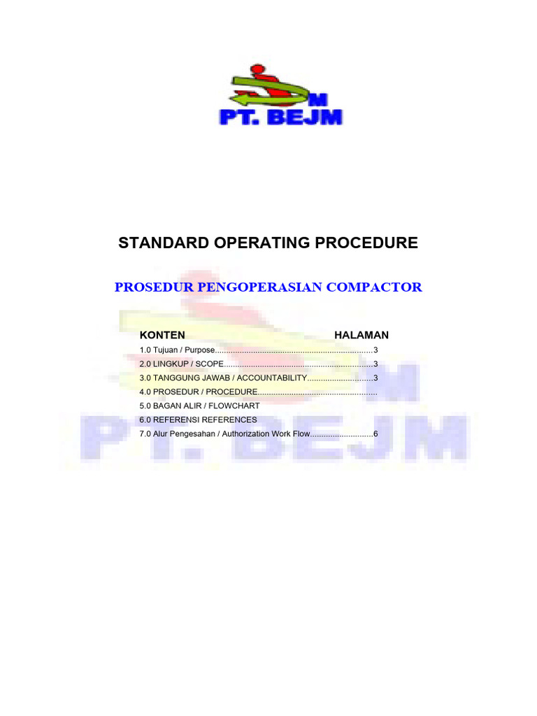 2.sop Pengoperasian Compactor | PDF